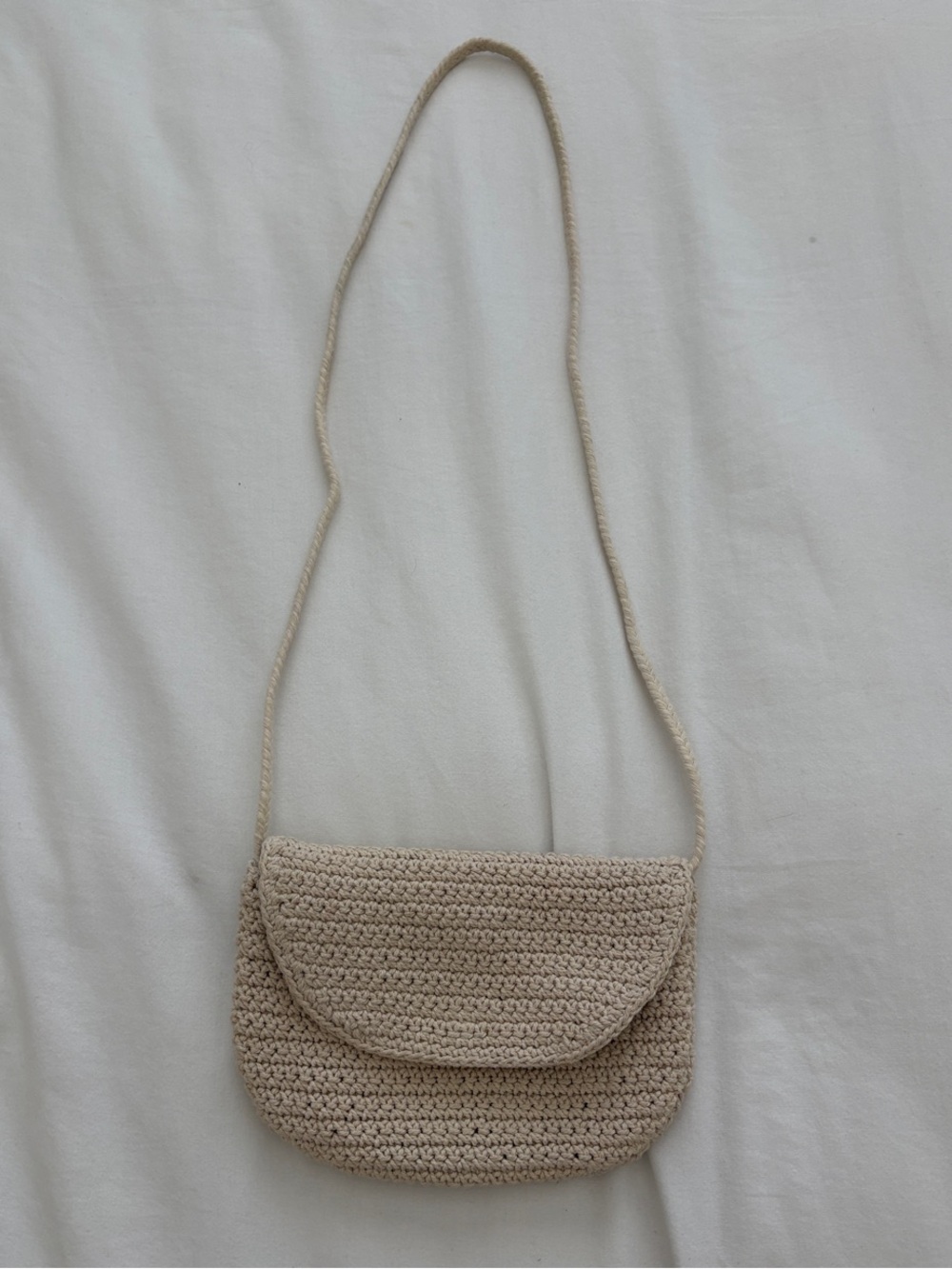 Abercrombie Kids Cream Crochet Crossbody Bag